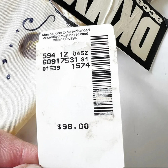 DKNY Rare Silk Scarf Spring Saks Fifth Avenue Rolled Hems Fashion NWT! New York - Picture 10 of 11